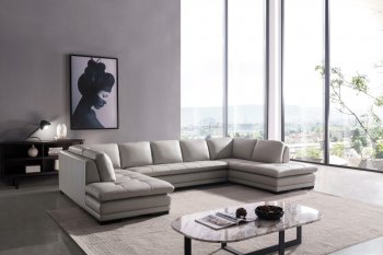 ML157 U-Shaped Sectional Sofa in Smoke Leather by Beverly Hills [BHSS-ML157 U Smoke]