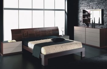 Mahogany Color Matte Finish Contemporary Bedroom Set [EFBS-110]