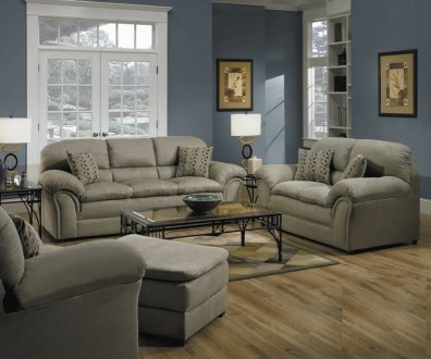 Sage Microfiber Living Room w/Decorative Pillows By Simmons