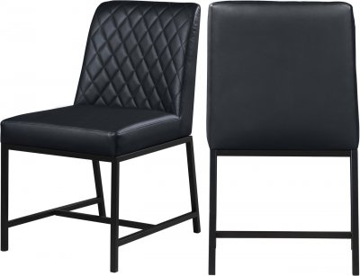 Bryce Dining Chair 918 Set of 2 in Black Faux Leather -Meridian