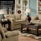 Wheat Chenille Modern Sofa & Loveseat Set w/Optional Chair