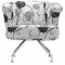 Black & White Floral Cotton Microfiber Modern Leisure Chair