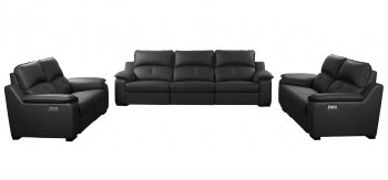 Thompson Power Motion Sofa in Black Leather by Beverly Hills [BHS-Thompson Black]