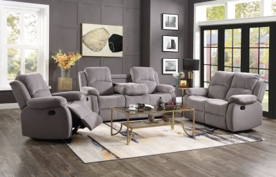 Rauf Motion Sofa 54450 in Gray Velvet by Acme w/Options