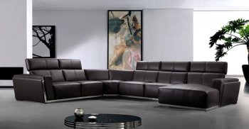 Tempo Sectional Sofa 0730 in Dark Brown Leather by VIG [VGSS-0730 Tempo Dark Brown]