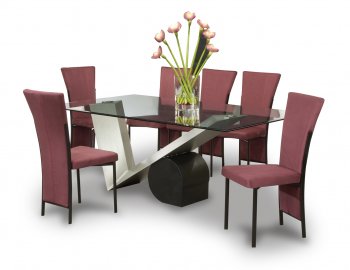 Glass Top & "V" Base Modern Dining Tabe w/Optional Chairs [CYDS-JENNIFER-DT]