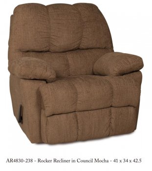 Mocha Fabric Stylish Modern Rocker Recliner [CHFRC-AC-AR4830-238-CouncilMocha]