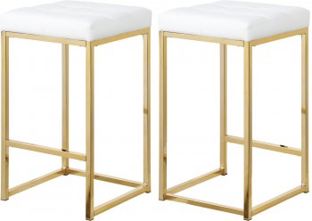 Nicola Counter Stool 907 Set of 2 White Faux Leather by Meridian [MRBA-907 Nicola White]