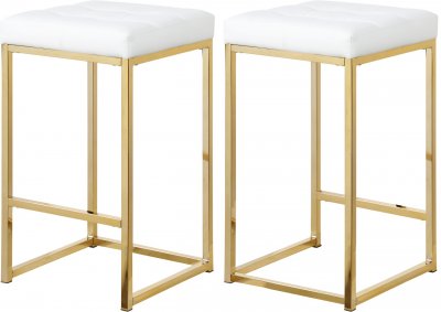 Nicola Counter Stool 907 Set of 2 White Faux Leather by Meridian