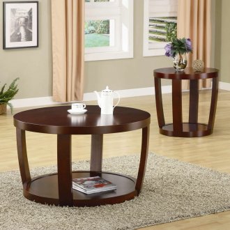 Rich Cherry Finish Modern Coffee Table w/Optional End Table