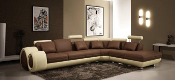 4086 Sectional Sofa in Brown & Tan Half Leather by VIG [VGSS-4086 Brown Tan]