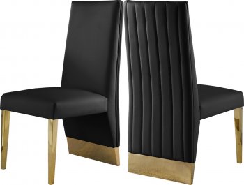 Porsha Dining Chair 749 Set of 2 Black Faux Leather by Meridian [MRDC-749 Porsha Black]