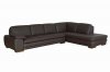 Brown Tufted Leather Right Facing Chaise Modern Sectional Sofa