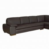 Brown Tufted Leather Right Facing Chaise Modern Sectional Sofa