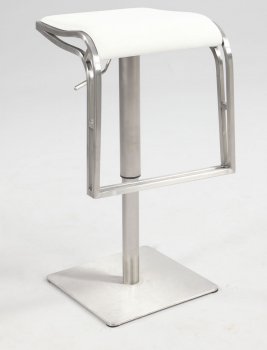 White Vinyl Seat Set of 2 Backless Swivel Barstool w/Steel Base [CYBA-0897-White]