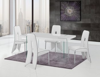 D2110DT Dining Set 5Pc in White by Global w/D1528DC Chairs [GFDS-D2110DT-D1528DC]