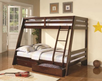 460228 Twin over Full Bunk Bed in Cappuccino by Coaster