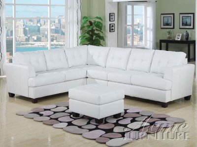 White Bonded Leather Modern Sectional Sofa w/Options