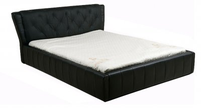 Natalie Bed in Black Leather Match by Whiteline Imports