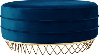 Revolve Ottoman / Coffee Table 147 Navy Velvet Fabric - Meridian [MRCT-147 Revolve Navy]