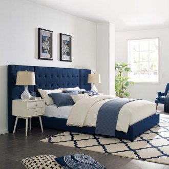 Sierra Upholstered Platform Queen Bed in Azure Fabric by Modway