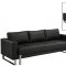 Black Faux Leather Contemporary Sofa Bed W/Tufted Seat