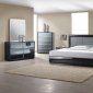 Venice 5Pc Bedroom Set in High Gloss Black & Mirror by Chintaly