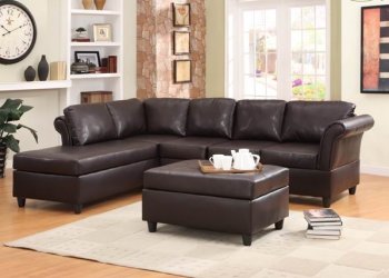 Dark Brown Bi-Cast Modern Sectional Sofa w/Optional Ottoman [HESS-9905SC]