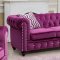 Camila Sofa & Loveseat Set in Magenta Velvet Fabric w/Options