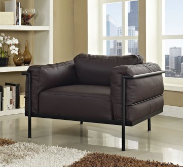 Charles Grande Armchair in Dark Brown Leather by Modway