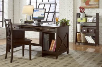 Espresso Finish Writing Desk w/Two Drawers & Keyboard Tray [HEOD-482]