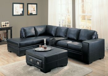 Black or Cream Full Bonded Leather Contemporary Sectional Sofa [CRSS-502211]