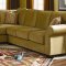 Tan or Olive Velvet Contemporary Sectional Sofa w/Rolled Arms