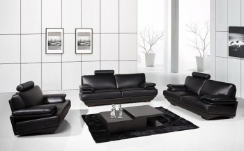 Black Bonded Leather 7380 Sofa [AES-7380 Black]