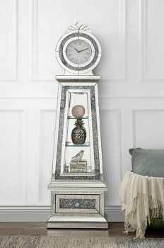 Noralie Grandfather Clock AC00349 in Mirror w/LED by Acme [AMGC-AC00349 Noralie]