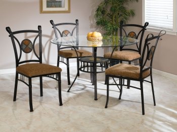 Glass Top Metal Base Contemporary Dinette w/Slate Inlays [HLDS-D743]