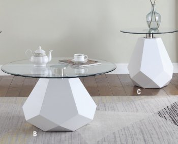 Chara 3Pc Coffee & End Table Set 84925 in White by Acme [AMCT-84925-Chara]