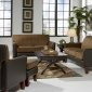 Mocha Microfiber Casual Living Room Sofa w/Brown Bycast Base