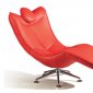 Red Color Leather Upholstery Swivel Chaise Lounge