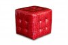 Red Crocodile Pattern Vinyl Modern Tufted Cube Accent Ottoman