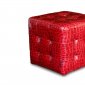 Red Crocodile Pattern Vinyl Modern Tufted Cube Accent Ottoman