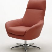 Orange, Brown or Off White Top Grain Leather Modern Swivel Chair