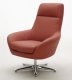 Orange, Brown or Off White Top Grain Leather Modern Swivel Chair