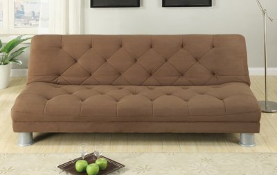 Saddle Plush Microfiber Modern Sofa Bed W Metal Legs