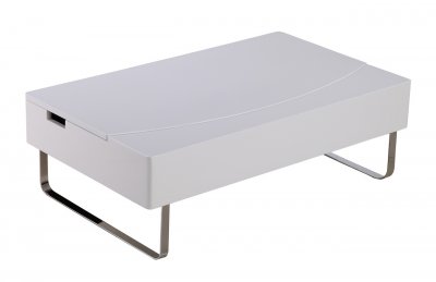 Bay Coffee Table in High Gloss White w/Storage by Whiteline