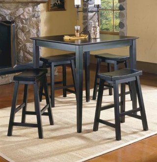 Black Finish Modern 5Pc Counter Height Dinette Set w/Square Top