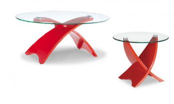 Red Modern Artistic Coffee Table W/Clear Glass Top [AECT-32C Red]