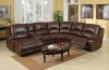 Wine Bonded Leather Modern Reclining Sectional Sofa w/Console