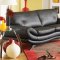 Black Bonded Leather Contemporary Living Room Sofa w/Chrome Legs