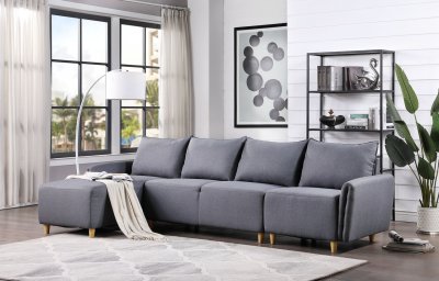 Marcin Sectional Sofa 51830 in Gray Fabric by Acme